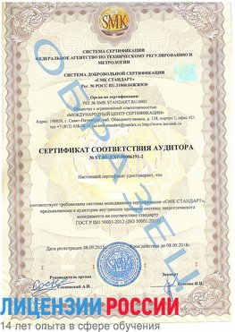 Образец сертификата соответствия аудитора №ST.RU.EXP.00006191-2 Бологое Сертификат ISO 50001